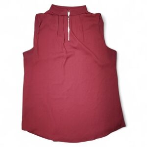 White House Black Market Sleeveless Mock Neck Zip Front Top Red Size 6